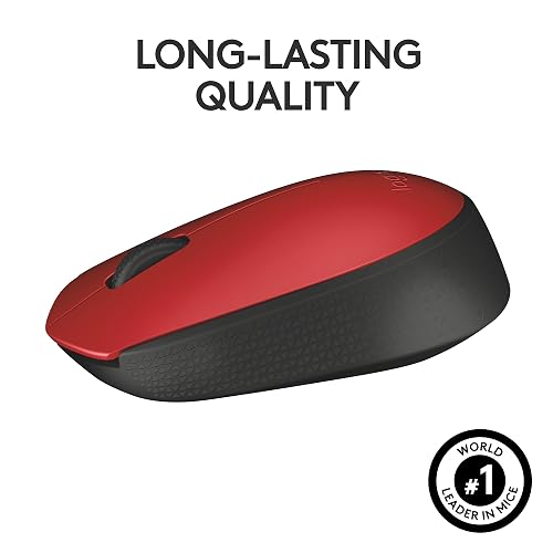 Logitech M170 Mouse Inalámbrico, con tecnología 2,4 GHz, batería de hasta 12 Meses con Modo Ahorro, Receptor USB, Cursor y Desplazamiento Preciso, Compatible con Windows, Mac y Chrome - Rojo