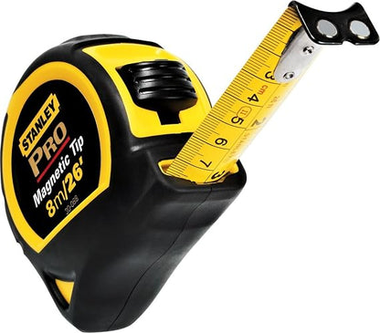 STANLEY Cinta Métrica Pro Magnética 8m/26", Bloqueo Automático, 30-088