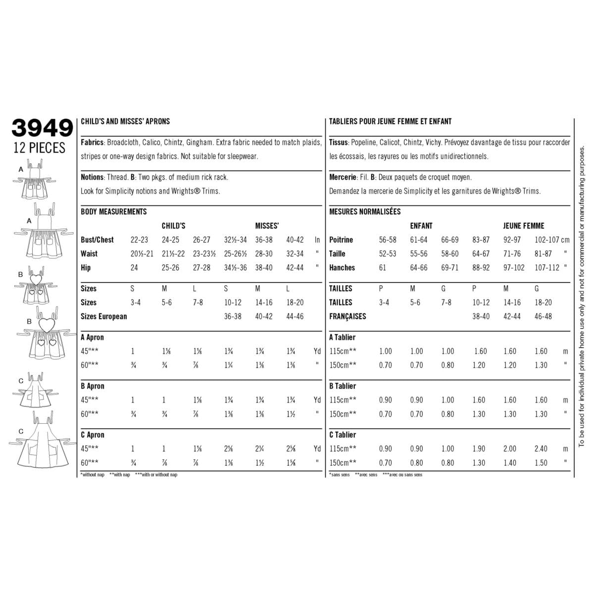 Simplicity - Delantal a juego para niños y adultos, tallas S-L