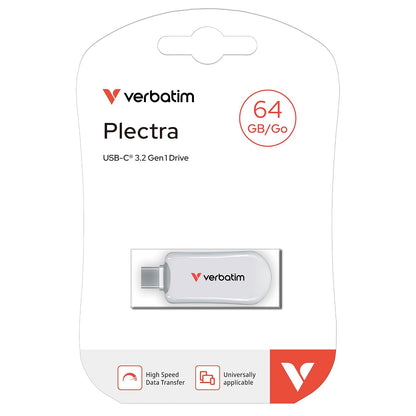 Verbatim Unidad Flash Plectra USB-C de 64 GB, Color Blanco