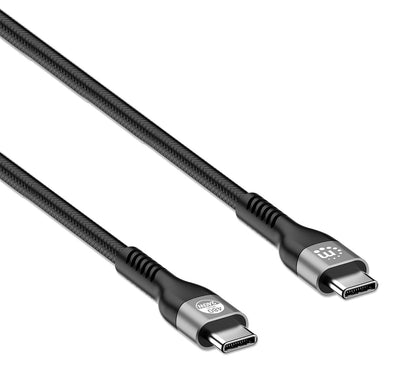 Manhattan Cable USB Tipo C a Tipo C de 2 Metros con Carga de 240 W Trenzado para Portátiles Teléfonos y Tabletas 356367
