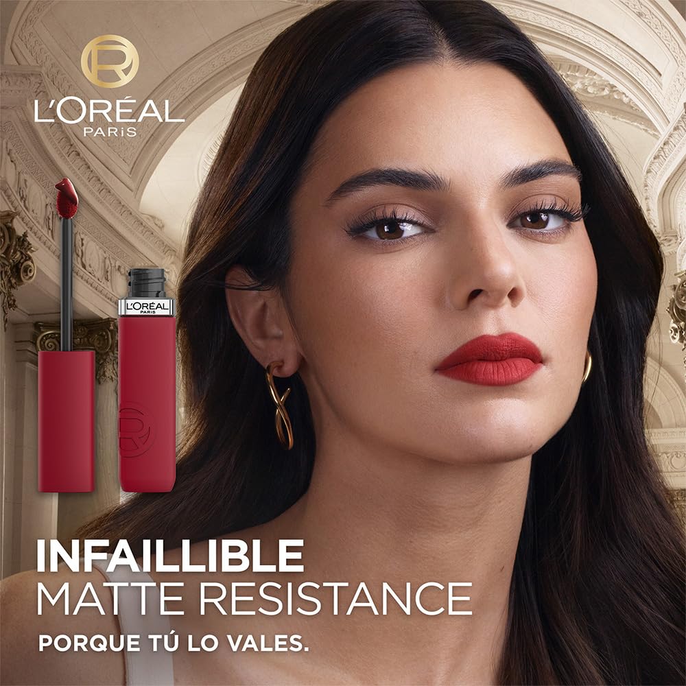 L’Oréal Paris Infaillible Le Matte Resistance Labial Líquido de Larga Duración por 16H, a Prueba de Agua, Color Intenso, con Ácido Hialurónico, Tono Wine Not