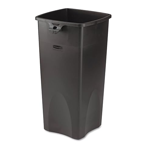 Rubbermaid Commercial Products Untouchable® – Contenedor Cuadrado para Recolección de Residuos, Bote Resistente a Abolladuras y Grietas, Capacidad de hasta 87 L, Negro FG356988BLA