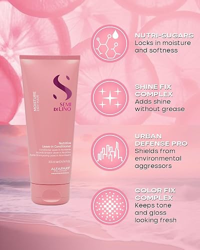 Alfaparf Milano Semi Di Lino Moisture Nutritive Leave-in Sulfate Free Conditioner for Dry Hair - Professional Salon Quality - SLS, Paraben and Paraffin Free - Safe on Color Treated Hair