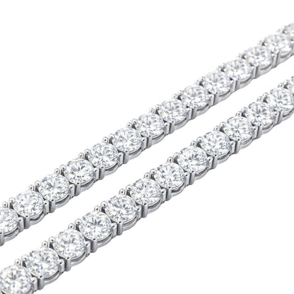 XYPHIELLE Pulsera Tennis de 4mm en Oro Blanco para Mujer y Hombre, Brazalete de Circonias Plateadas, Joyería de Lujo y Moda Urbana 17.8cm