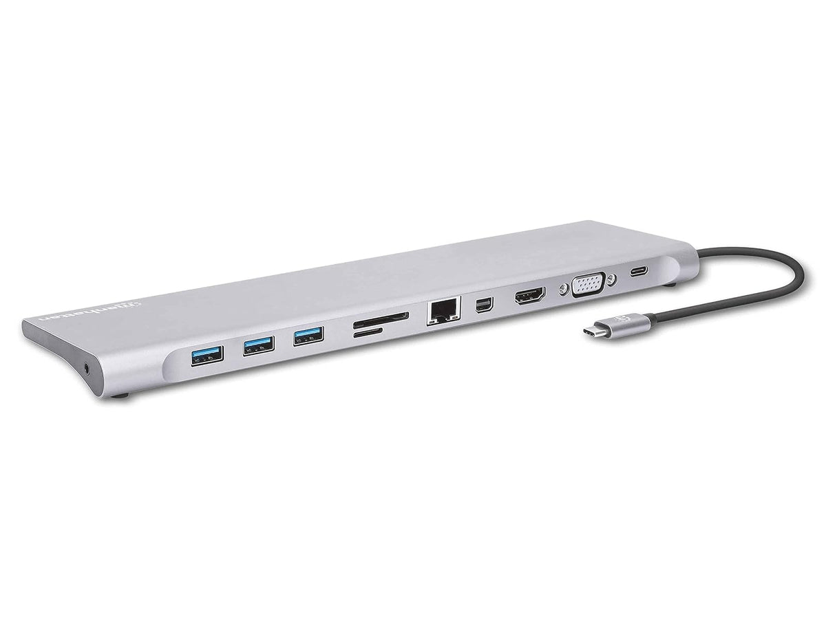Manhattan 130578 - Estación Docking USB-C 11 en 1 con MST para Tres monitores