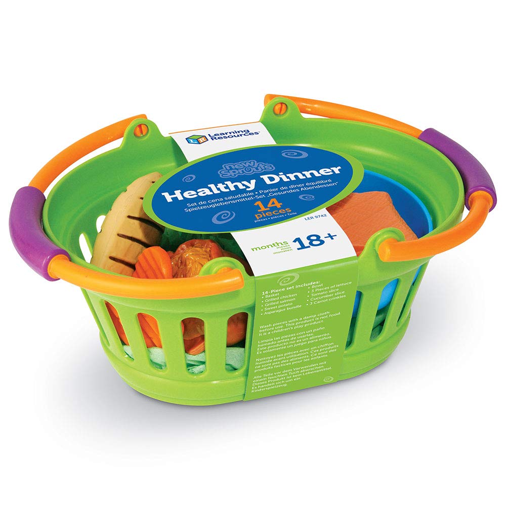 Cena saludable New Sprouts | Juego de comida, juguetes de cocina, juego de 14 piezas, edad 18 meses