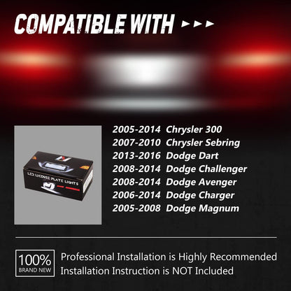 NUVISION LIGHTING NVL-LPL-025 Par de Luces LED para Placa de Matrícula para Dodge Dart 13-16, Challenger Avenger 08-14