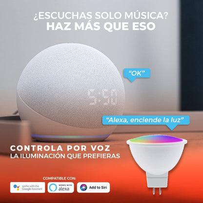 Tecnolite Connect Foco MR16 RGB 5W | 1 unidad, RGB atenuable, WiFi y Bluetooth, compatible Alexa