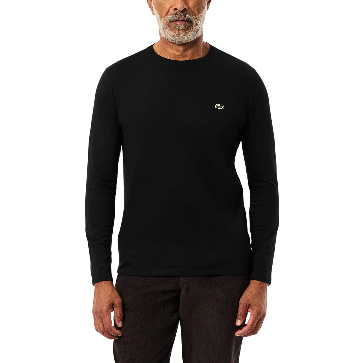 Lacoste Playera de Manga Larga Pima Regular Fit Crewneck Camiseta para Hombre - Negro - - XXL