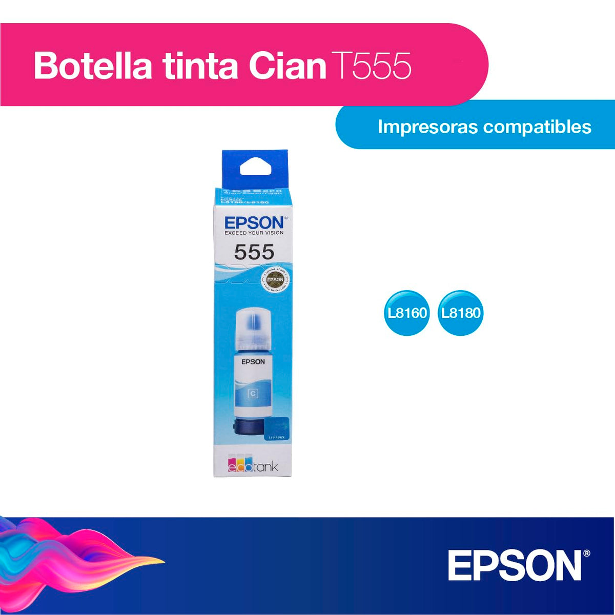 Epson Ecofit Botella de Tinta Fotográfica Color Cian T555
