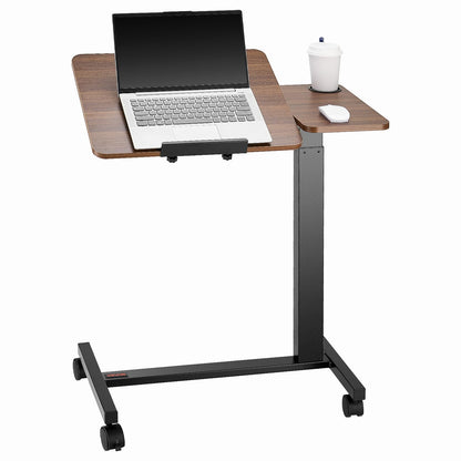 VEVOR Mesa de Cama Ajustable con Ruedas y Portavasos - computadora inclinable - Madera + Negro