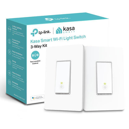 Interruptor de luz Kasa Smart Wi-Fi, kit de 3 vías por TP-Link – Iluminación de control desde cualquier lugar, fácil instalación en pared (solo 3 vías), no requiere concentrador, funciona con Alexa y Google Assistant (HS210 KIT)