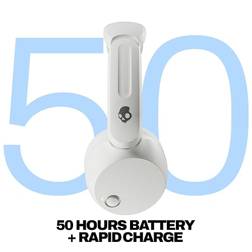 Skullcandy Icon 180 Wireless On-Ear Bluetooth Headphones - Bone | 50 Hours Battery, Lightweight and Travel Ready, Secure Fit, Sweat and Water Resistant, Microphone iPhone Android, Foldable