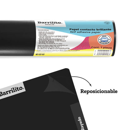 Barrilito Papel Contacto Negro Rollo. 0.45x20m. 8820