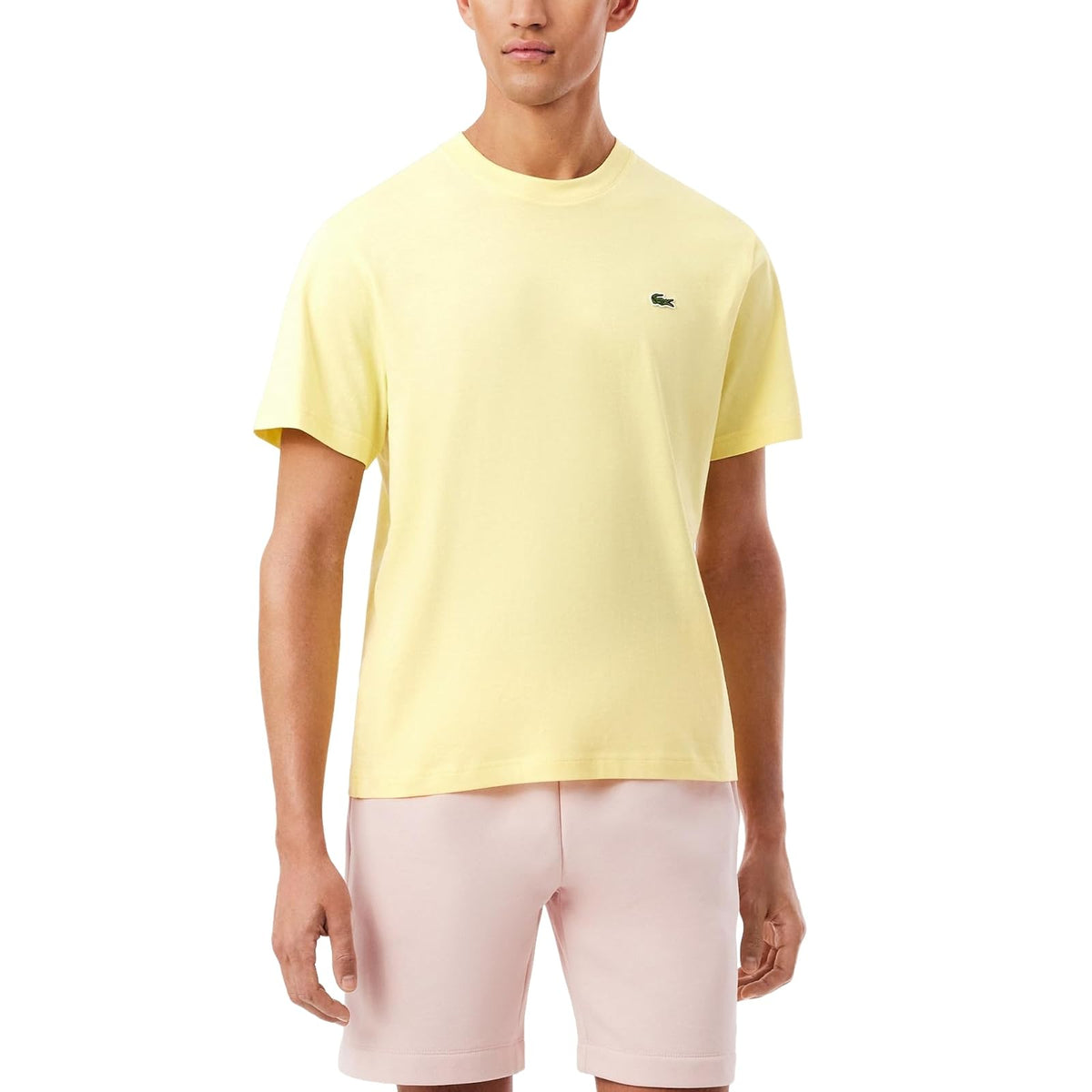 Lacoste Playera de Manga Corta Cuello Redondo Ajuste Clásico - M - Amarillo