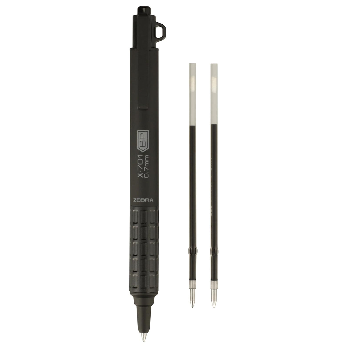 Zebra Pen X-701 Tactical Ballpoint Pen with Bonus Refills, Fine Point, 0.7mm, Black Ink, 1-Count