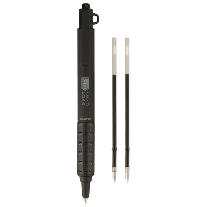 Zebra Pen X-701 Tactical Ballpoint Pen with Bonus Refills, Fine Point, 0.7mm, Black Ink, 1-Count