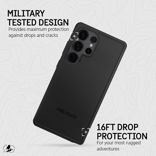 Pelican Funda Resistente para Samsung Galaxy S25 Ultra [Carga magnética e inalámbrica] Protector de Grado Militar de 16 pies, Negro