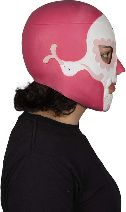 REV Máscara De Luchador Mexicano Rey Mictlán Para Adulto, Diseño Calavera Rosa Enmascarado De Lucha Libre, Ideal Para Halloween, Eventos Deportivos, Cosplay, Porras Y Partidos