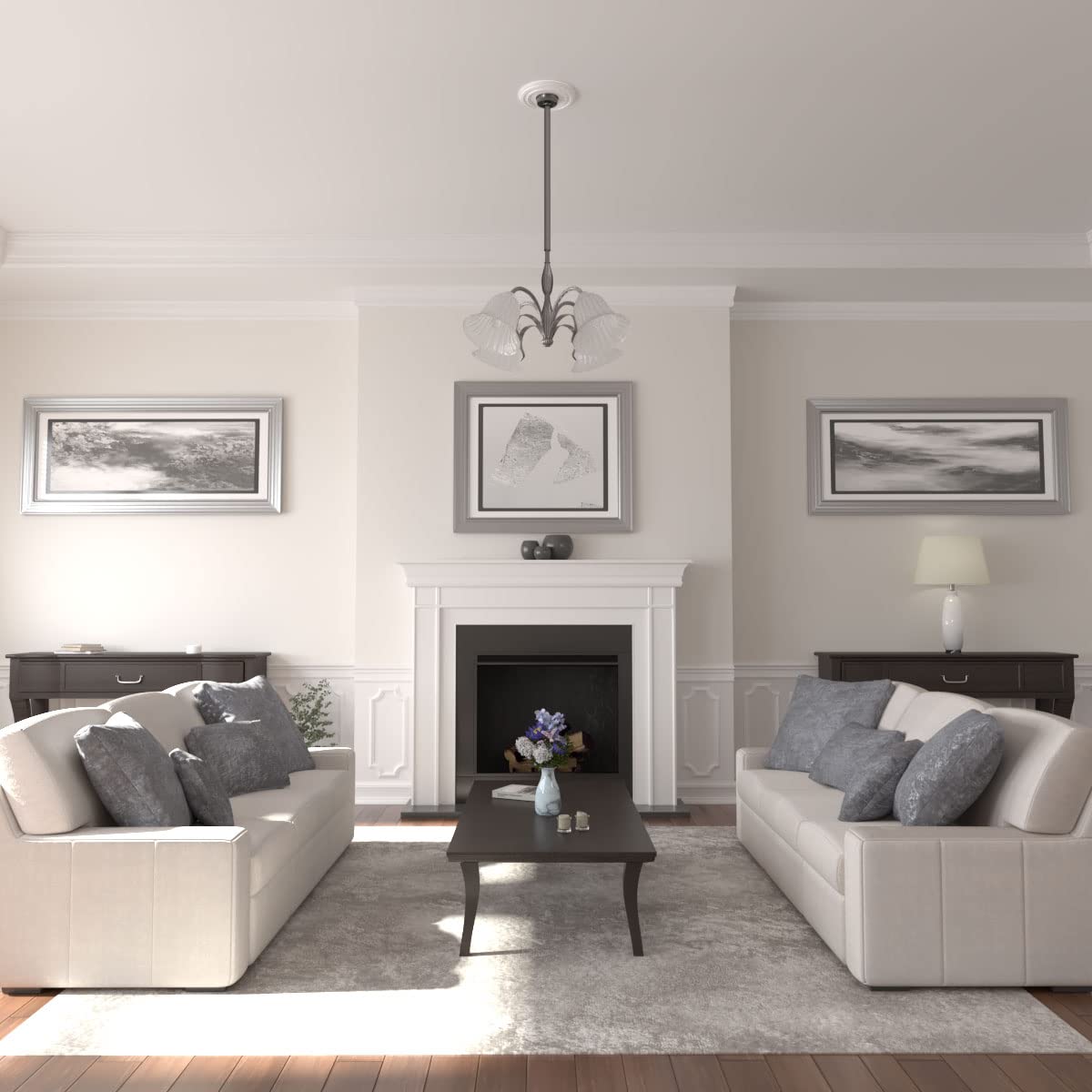 Ekena Millwork CM12CL Medallón de techo clásico, 12 3/8 pulgadas de diámetro x 4 pulgadas de diámetro x 1 1/8 pulgadas de largo, imprimado de fábrica