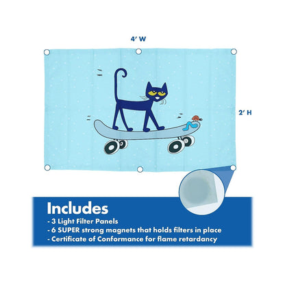 Educational Insights Pete the Cat Calming Light Covers 3-Pack. Reduce el brillo y el parpadeo. Fácil instalación para oficinas, hospitales, el hogar y los salones de clase