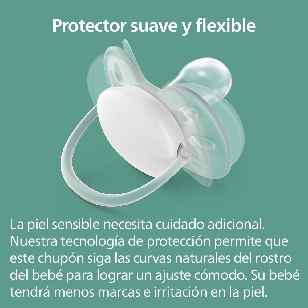 Philips Avent Chupón Ultra Soft Ortodóntico Tropical Naranja/Morado | Menos irritación en piel sensible | 98% de aceptación | Suave y flexible | Caja Esterilizadora | 6-18 m | 2 pz | SCF091/18