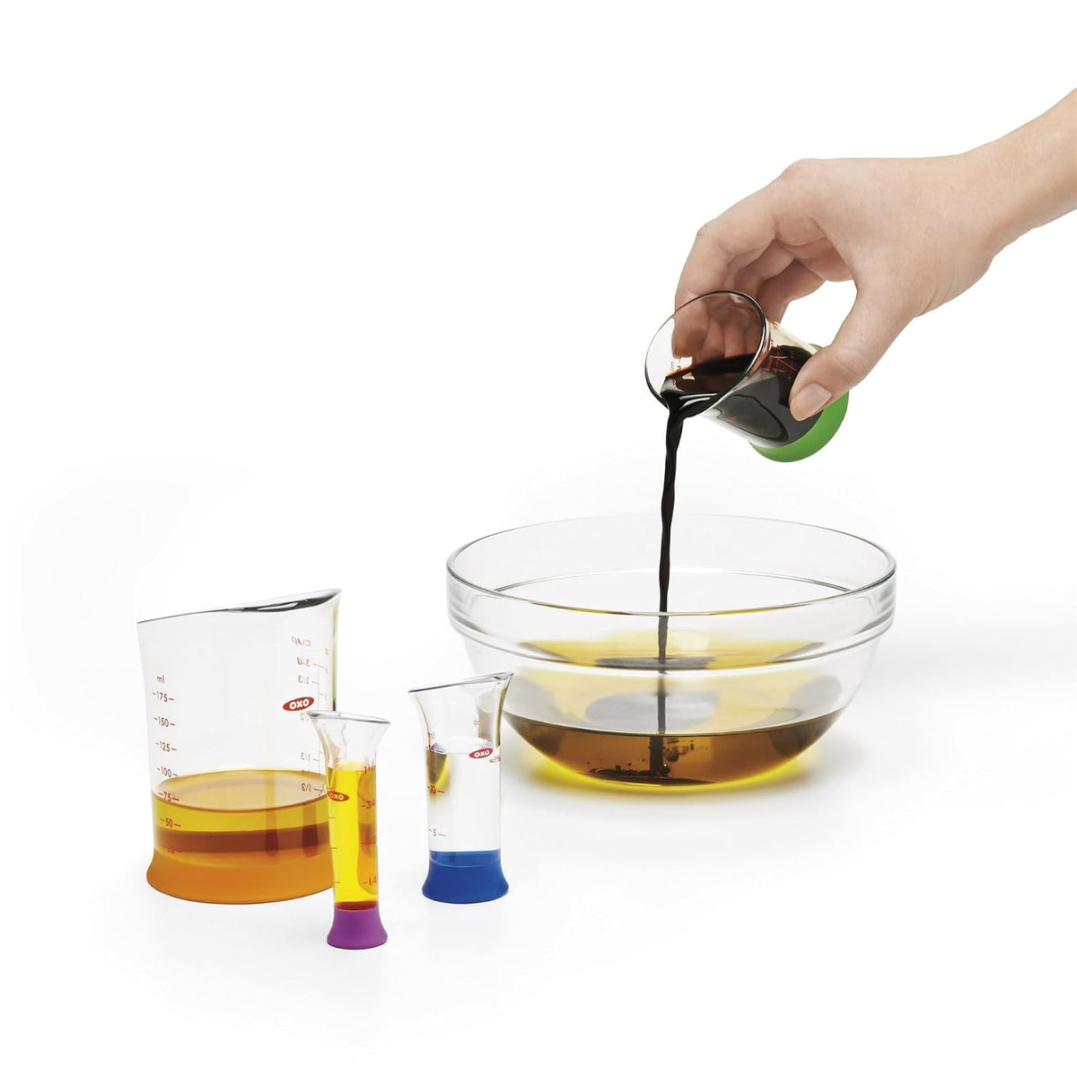 Oxo 11124400 Juego Vasos Medidor Plástico de Diferente Capacidad, 7 Piezas, Multicolor