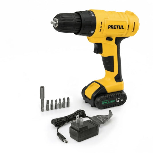 PRETUL TALI-12P, Taladro/destornillador 3/8", 12V con 1 batería de 2Ah