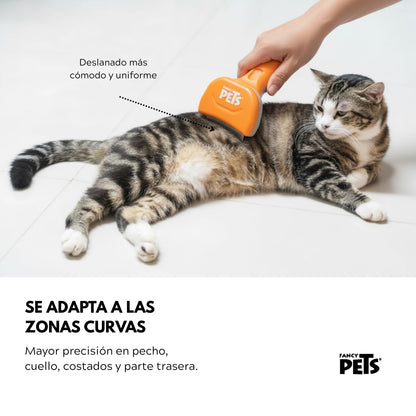Fancy Pets Deslanador Curvo para Perros Med, Cuchilla Metálica Fina, Ergonómico para Pelo Medio y Largo, Eliminación Suave de Pelo Muerto y Prevención de Nudos, 15.5 cm