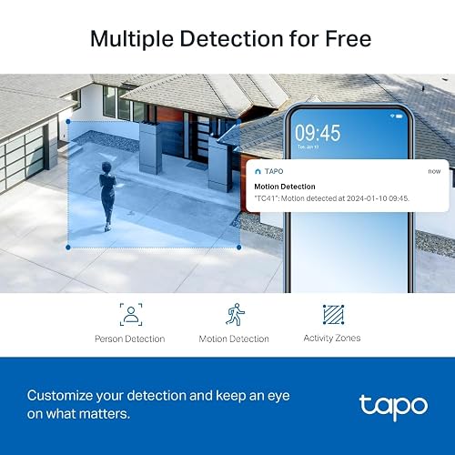 Tapo TC41, Cámara Wi-Fi de Seguridad Exterior, Resolución 3MP, Cobertura de 360°, Visión Nocturna Full-Color, Audio Bidireccional. Grabación en la Nube, Compatible con Alexa (Paquete de 2)