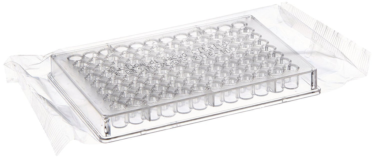Globe Scientific 120338 Polystyrene Microtest Plate, 96-Well, Flat Bottom, Sterile, Individually Wrapped (Pack of 50)