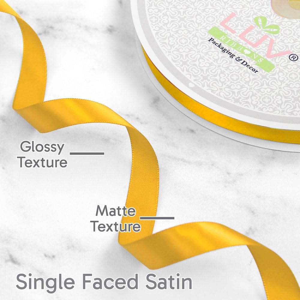 Creative Ideas Solid Satin Ribbon, 5/8-Inch by 100 Yard, Light Gold, Solid