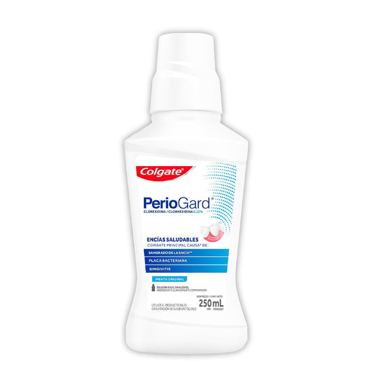 Enjuague Bucal Colgate PerioGard con clorhexidina al 0.12% 250ml | Elimina gérmenes que causan gingivitis