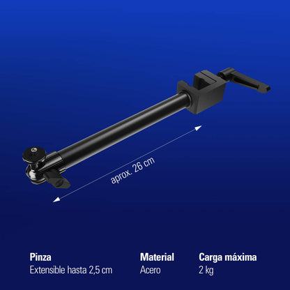 Elgato Solid Arm - Brazo de Soporte con Abrazadera con Goma, para Montar y Ajustar fácilmente Luces, cámara y micrófonos, para Streaming, videoconferencia y Estudios