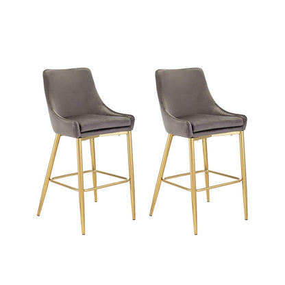 CangLong - Taburete tapizado de Terciopelo con Patas de Metal para Bar, Cocina, Comedor, Sala de Estar y Bar bistró, Juego de 2, Color Gris