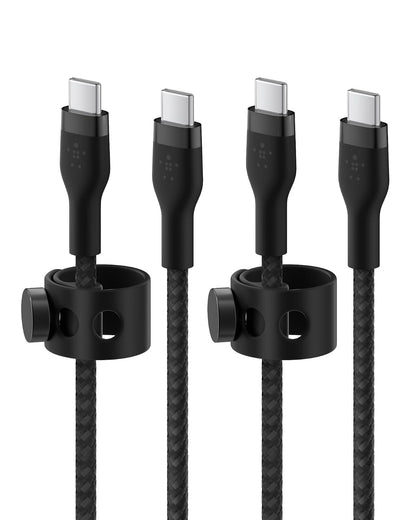 Belkin BoostCharge Pro Flex Cable de carga trenzado USB-C a USB-C (6.5 pies/2 m), cable de carga rápida certificado USB-IF para iPhone 16 Series, MacBook, Galaxy S25, Nintendo Switch 2 y más, color