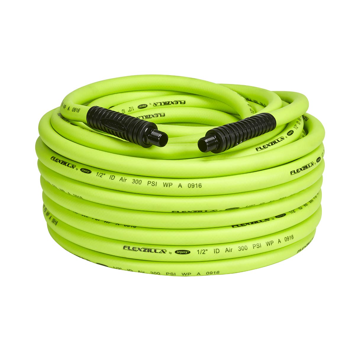 Flexzilla Manguera de Aire Híbrida Ligera para Herramientas Neumáticas - Flexzilla - 1 - 2" (inches) x 100' (feet) with 1 - 2" Ends - Acoplador y enchufe