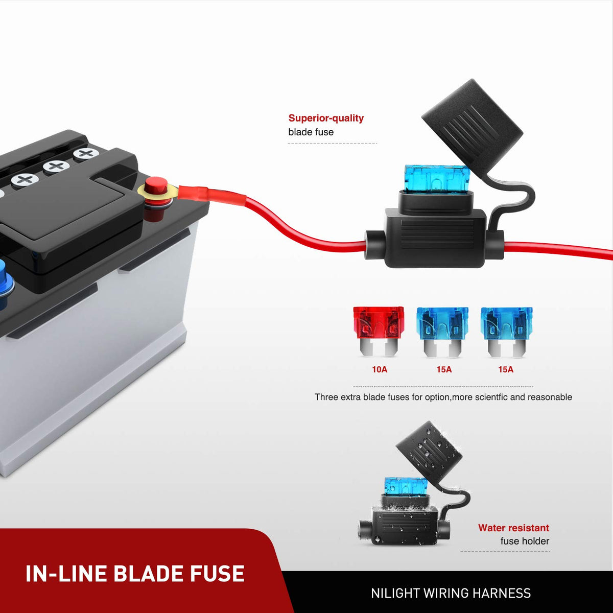 Nilight ZH416-4 Unidades de 4 Pulgadas 60 W de Triple hilera de Punto de inundación Combo de 6000 LM, Barra de luz LED de conducción de Barco con arnés de cableado de 16 AWG, 4 Cables