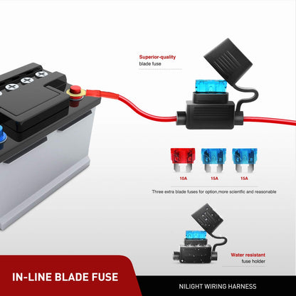 Nilight ZH416-4 Unidades de 4 Pulgadas 60 W de Triple hilera de Punto de inundación Combo de 6000 LM, Barra de luz LED de conducción de Barco con arnés de cableado de 16 AWG, 4 Cables