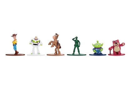 Jada Toy Story Nano Metalfigs - Paquete de 6 Mini Cifras fundidas a Troquel, Escala de 1.65 Pulgadas - Woody, Buzz, Bullseye, Hombre del ejército, Alien, Lotso Toys
