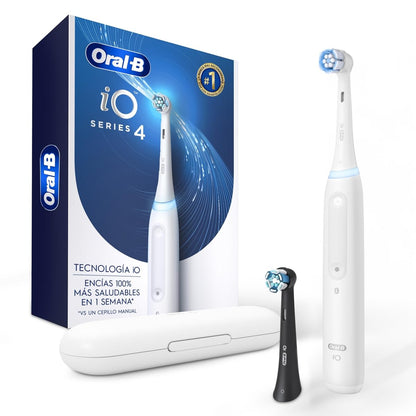 Oral B iO Series 4, Cepillo de Dientes Eléctrico, Cabezal Redondo, Sensor de Presión, Blanco