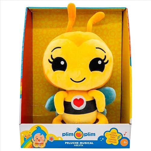 PlimPlim . Peluche Musical DX Abejita Chiquitita Suave con Sonido y Música, para Bebés, Niños Mayores de 10 Meses, Regalo Infantil