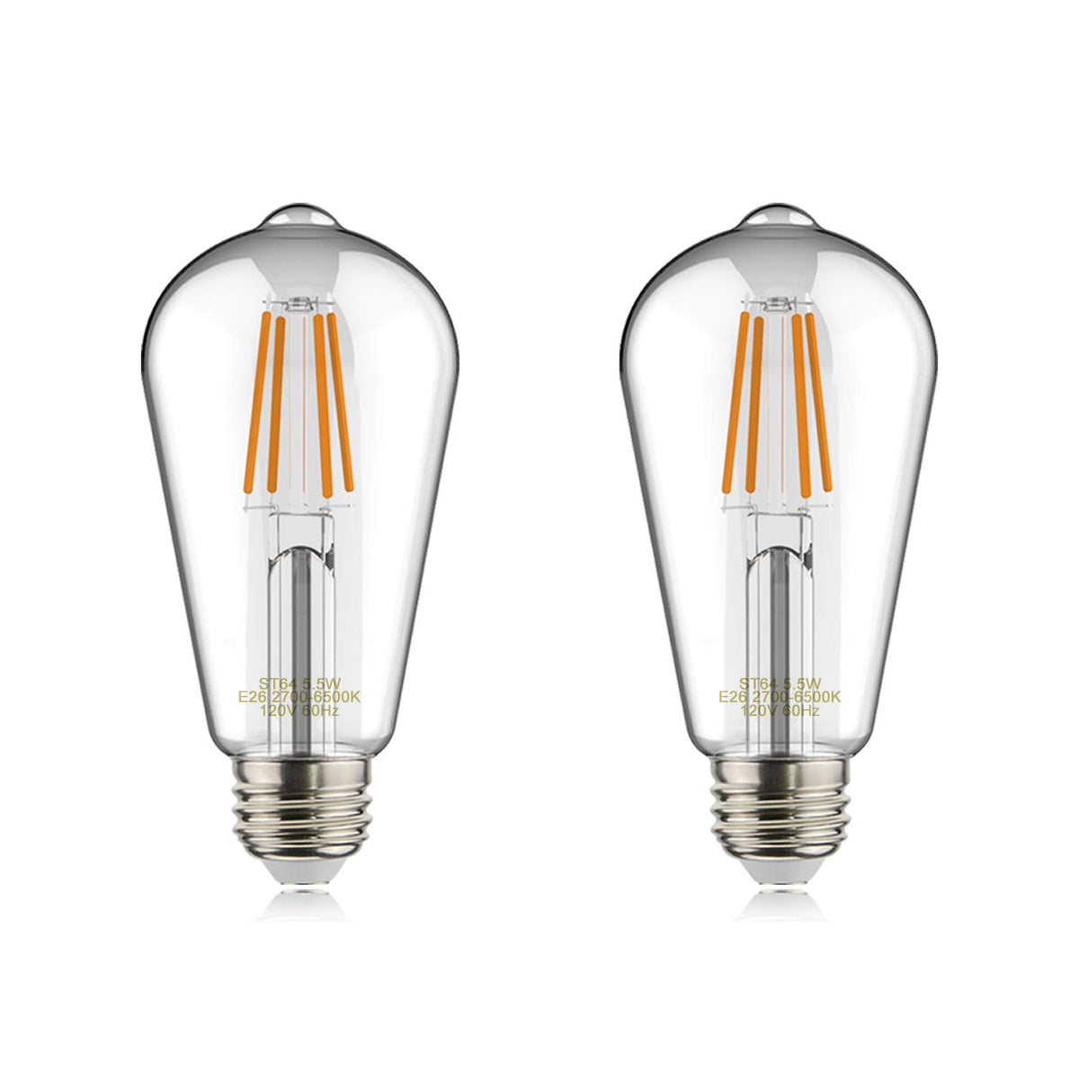 Helloify Edison ST19 (ST64) Bombilla LED inteligente WiFi, estilo vintage, cambio blanco sintonizable, funciona con Alexa Google Home (sin hub), E26, 2700K-6500K, 2 unidades, luz blanca