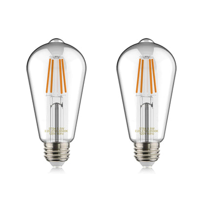 Helloify Edison ST19 (ST64) Bombilla LED inteligente WiFi, estilo vintage, cambio blanco sintonizable, funciona con Alexa Google Home (sin hub), E26, 2700K-6500K, 2 unidades, luz blanca