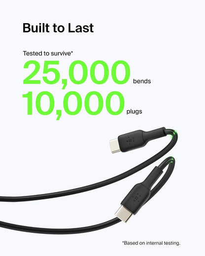 Belkin BoostCharge - Cable USB-C a USB-A (2 m/6.5 pies) para iPhone 16, iPhone 16 Pro, Samsung Galaxy S25, S24, Pixel 9, iPad Pro, Nintendo Switch 2, Carplay y más, color negro (paquete de 2)