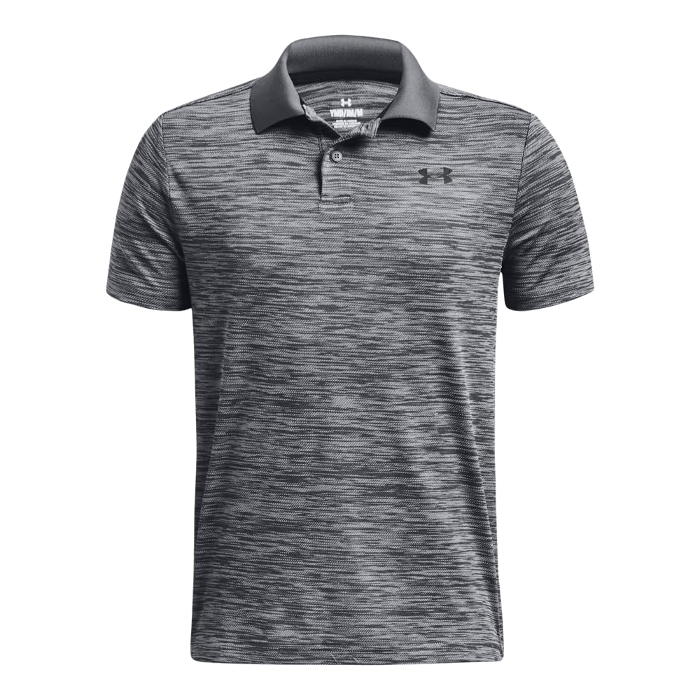 Under Armour 1377346 Polo de Golf Performance de Niño - (012) Tono Gris Claro Jaspeado - Negro - XL