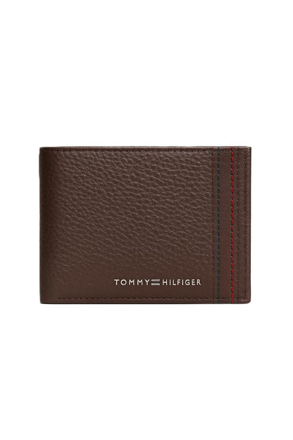 Tommy Hilfiger Cartera Cafe para hombre | De mano, 4 pulgadas, cuero, con logo distintivo TH
