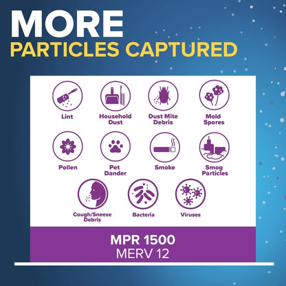 Filtrete Filtro de aire SMART para horno de CA de 14 x 20 x 1, MERV 12, MPR 1500, vida útil del filtro de pista con sensor habilitado para Bluetooth, certificado para asma y alergias, paquete de 2