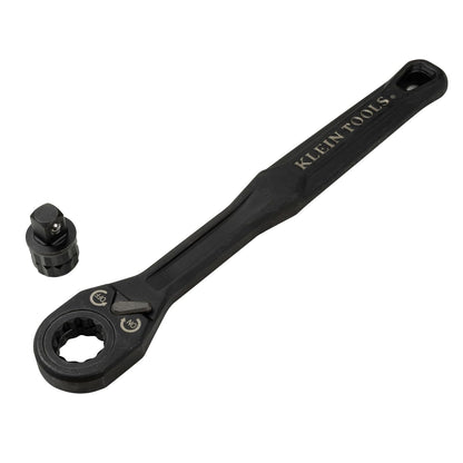 Klein Tools 65408ADP KNECT (M) - Juego de carraca y adaptador de enchufe de 3/8 pulgadas, llave de 90 dientes para varillas roscadas extendidas, agarre compacto y cómodo, compatibilidad de enchufe
